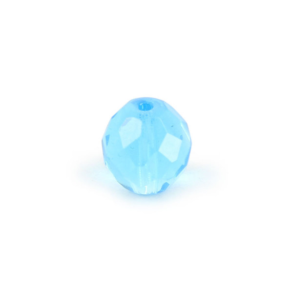 Perle ovale à facettes verre de bohème - Bleu aquamarine - 10 x 9 mm