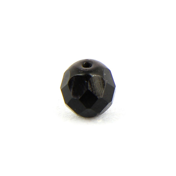 Perle ovale à facettes verre de bohème - Noir - 8 x 7 mm