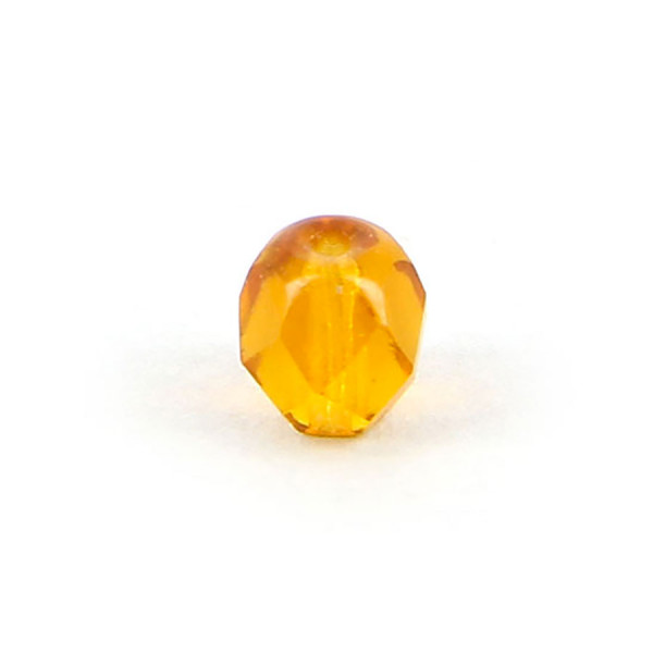 Perle ovale à facettes verre de bohème - Marron topaze - 5 x 6 mm