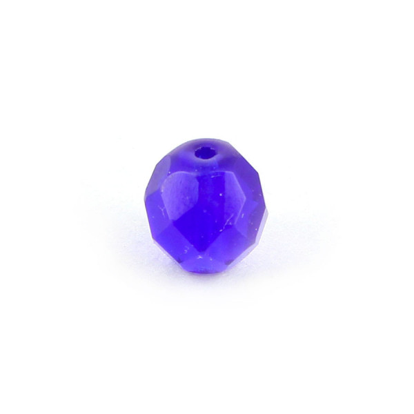 Perle ovale à facettes verre de bohème - Bleu roi - 8 x 7 mm