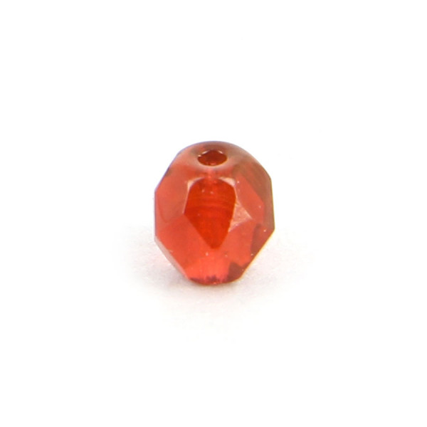 Perle ovale à facettes verre de bohème - Rouge sang - 5 x 6 mm