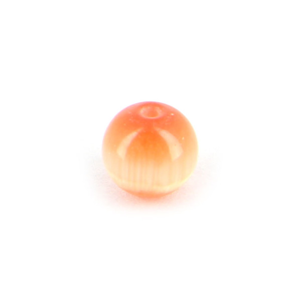 Perle cat's eye ronde en verre - Orange - 6 mm
