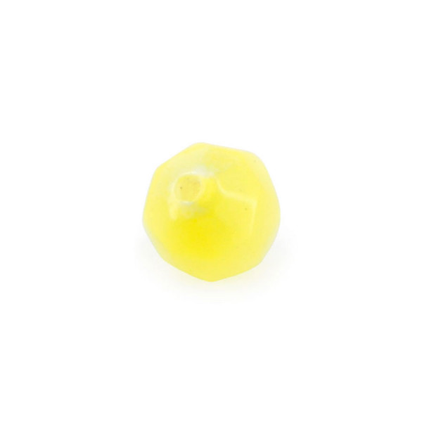 Perle ronde à facettes cat's eye en verre - Jaune - 6 mm
