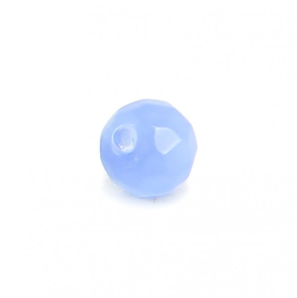 Perle ronde à facettes cat's eye en verre - Bleu Aquamarin - 4 mm