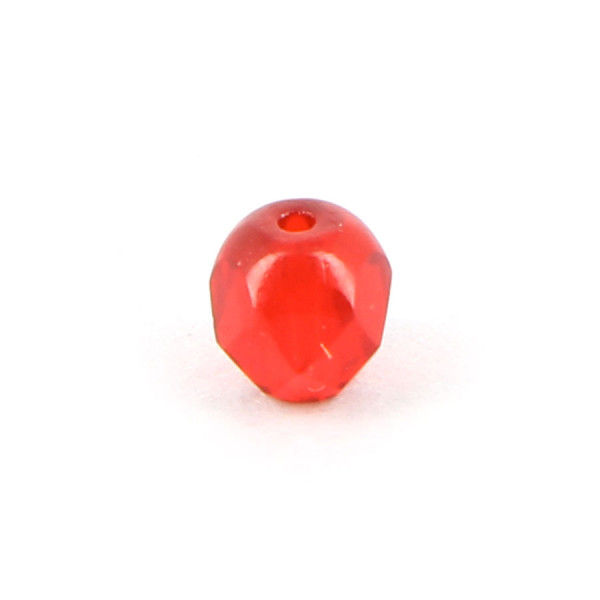 Perle à facettes ovale verre de bohème transparent - Rouge siam - 6 x 62 mm