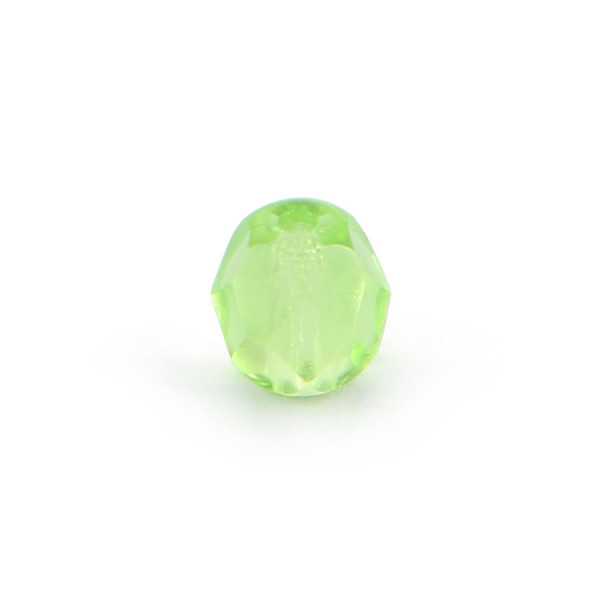 Perle à facettes ovale verre transparent - Vert olivine - 6 x 62 mm