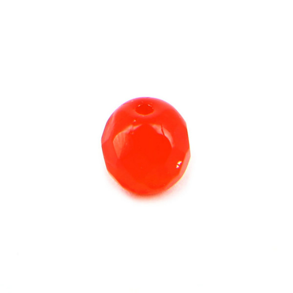 Perle à facettes ovale verre transparent - Rouge siam brillant - 7,5 x 8,5 mm