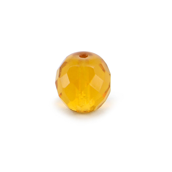 Perle à facettes ovale verre de bohème - Jaune topaze brillant - 9,7 x 10 mm