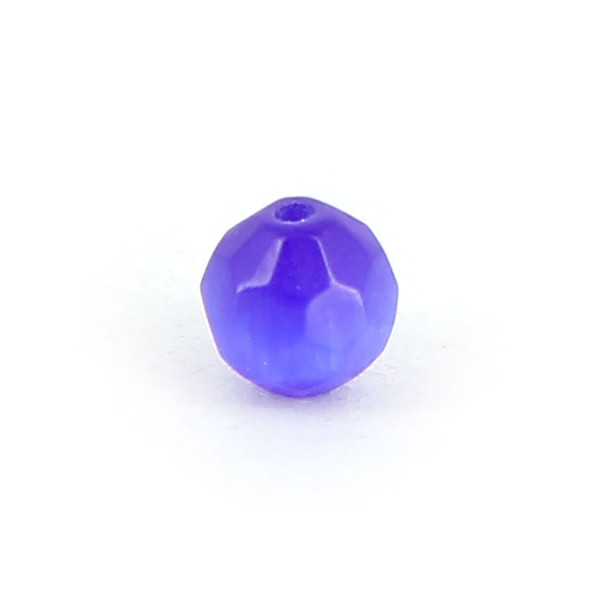 Perle ronde à facettes cat's eye en verre - Bleu éléctrique - 6 mm