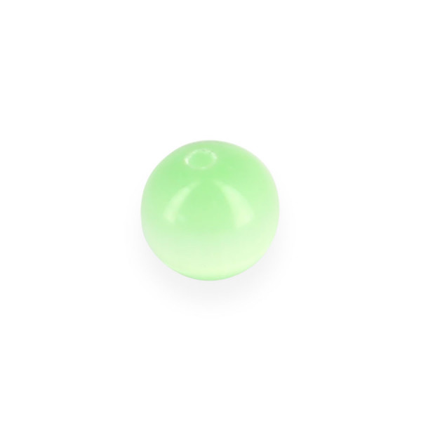 Perle ronde cat's eye en verre - Vert amande - 6 mm
