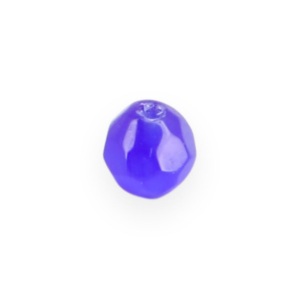 Perle ronde à facettes cat's eye en verre - Bleu roi - 6 mm