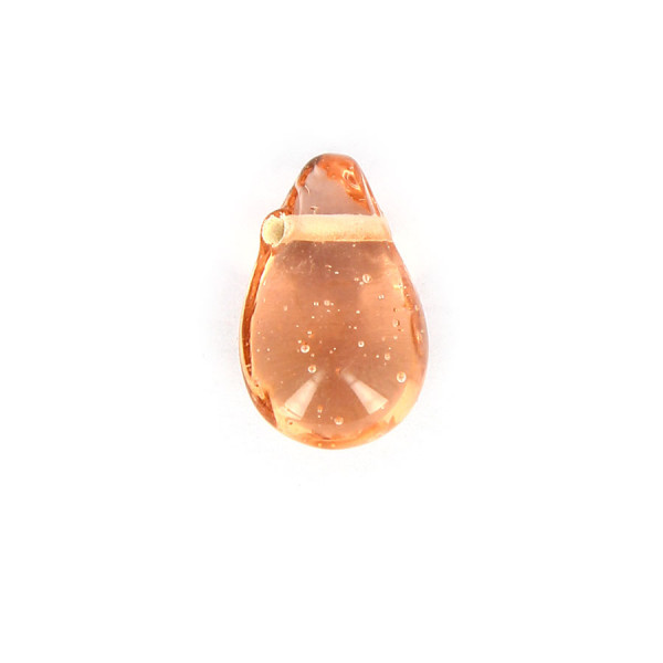 Perle goutte en verre - trou horizontal - Pêche - 22,4 x 14 mm