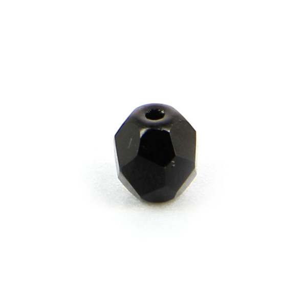 Perle ovale à facettes verre de bohème - Noir opaque - 5 x 6 mm