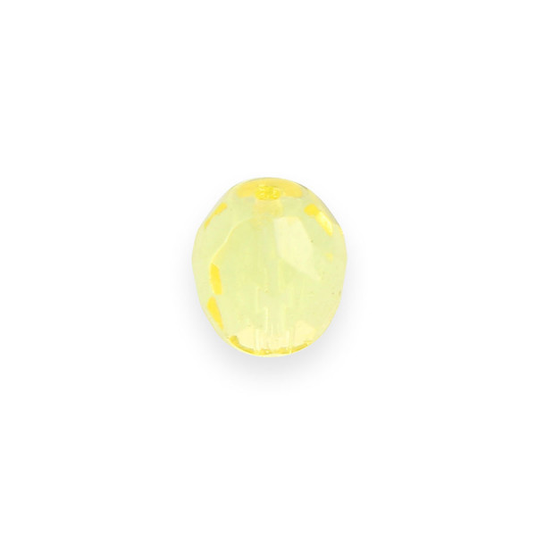 Perle ovale à facettes en verre de bohème - Jaune - 9 x 10 mm