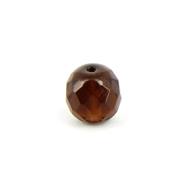 Perle ovale à facettes en verre de bohème - Marron transparent - 9 x 10 mm