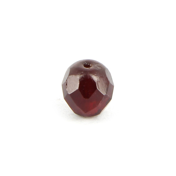 Perle ovale à facettes en verre de bohème - Rouge - 9 x 10 mm