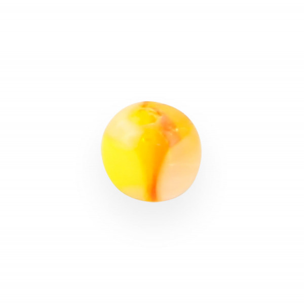 Perle cube en verre - Jaune et orange et transparent - 4 mm