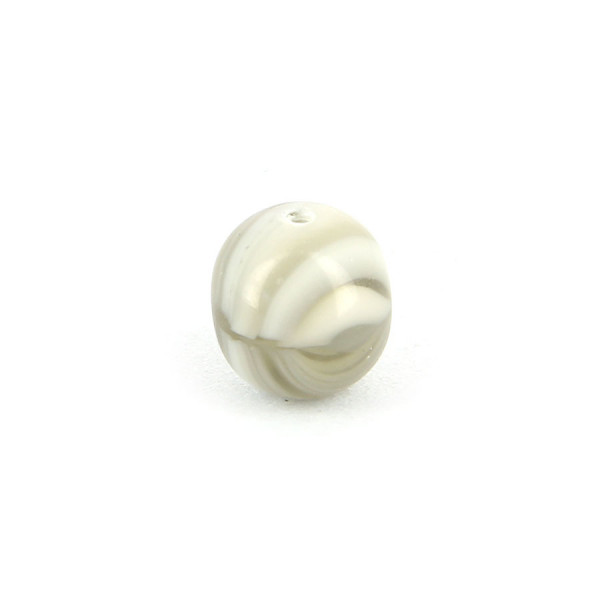 Perle ronde en verre - Gris et blanc - 10 mm