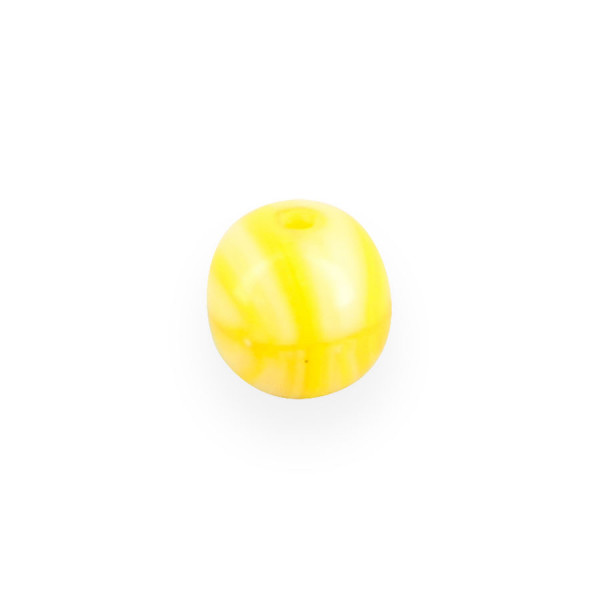 Perle marbrée ronde en verre - Jaune - 6 mm
