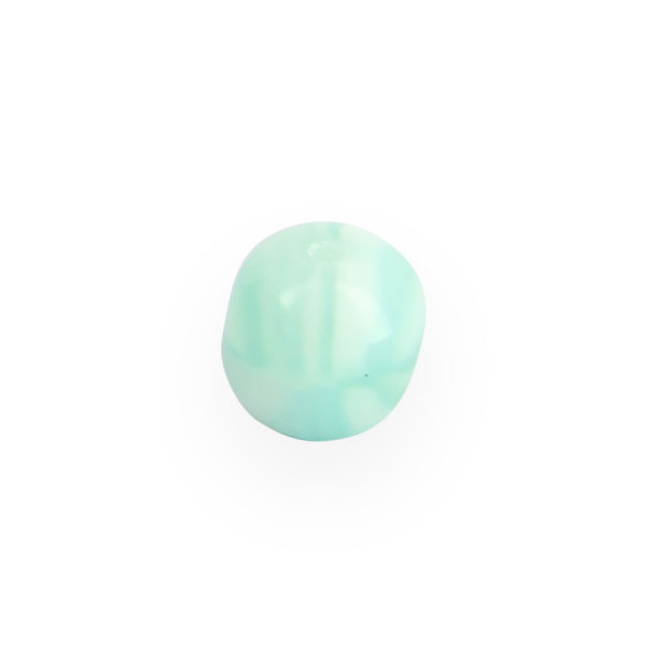 Perle marbrée ronde en verre - Bleu turquoise - 6 mm