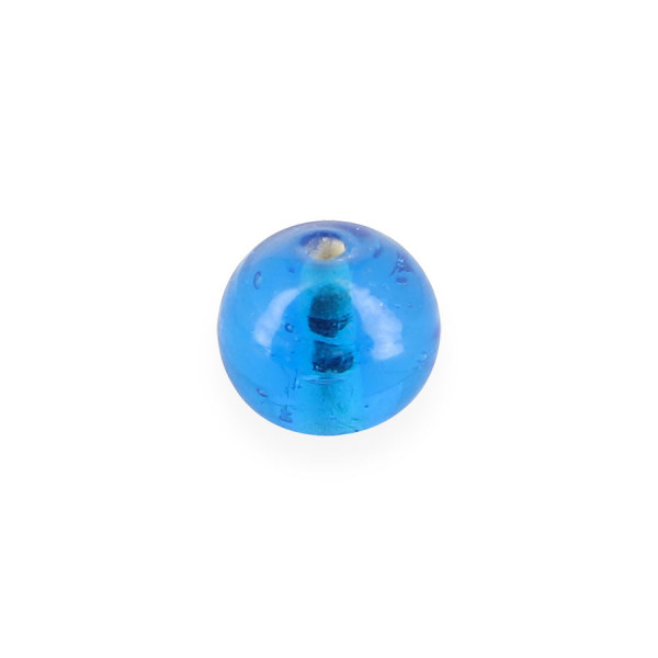 Perle ronde en verre transparent - Bleu - 10 mm