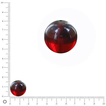Perle transparente en verre ronde Ø 18 mm - Rouge