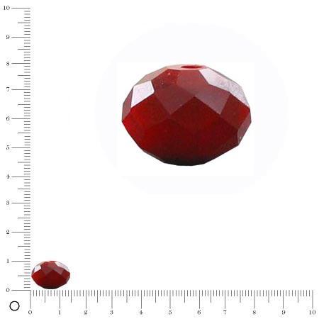 Perle en verre donut à facettes Ø 15 mm - Rouge