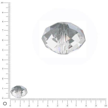 Perle en verre à facettes donut Ø 18 mm - Cristal