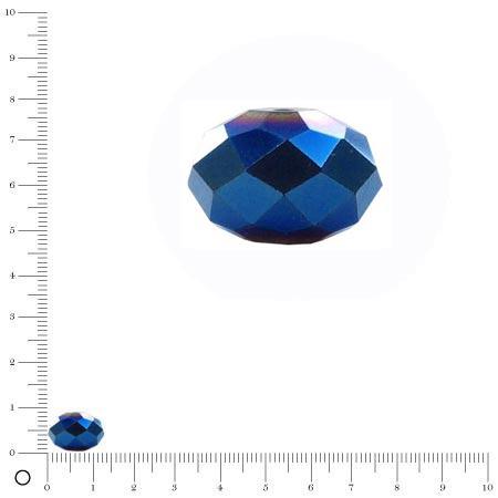 Perle en verre à facettes donut Ø 14 mm - Bleu