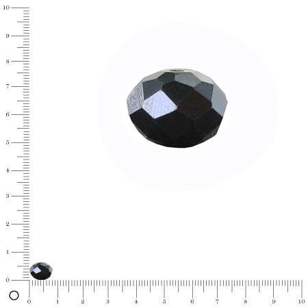 Perle en verre à facettes donuts Ø 8 mm - Gris noir