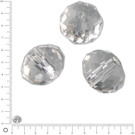 Perles en verre donut à facettes Ø 8 mm - Transparent x 10 pces