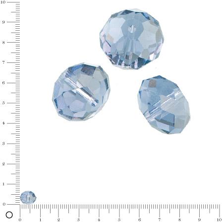 Perles en verre donut à facettes Ø 8 mm - Bleu clair x 10 pces
