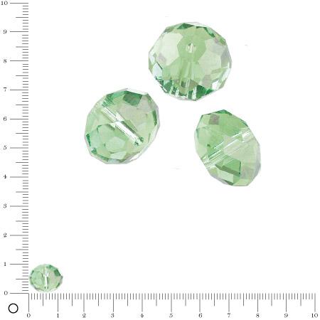 Perles en verre donut à facettes Ø 12 mm - Vert clair x 8 pces