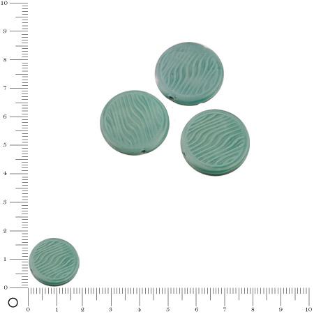 Perles rondes plates en verre Silky Ø 18 mm - Vert foncé mat x 3 pces