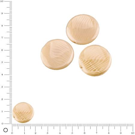 Perles rondes plates en verre Silky Ø 18 mm - Beige brillant x 3 pces
