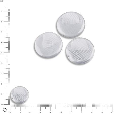 Perles rondes plates en verre Silky Ø 18 mm - Gris clair brillant x 3 pces