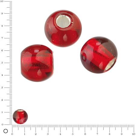 Perle en verre Ø 12 mm - Rouge argenté