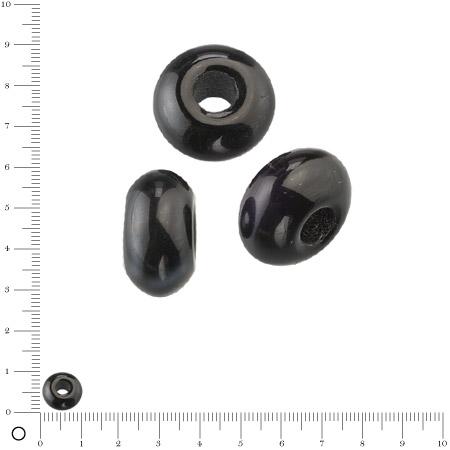Perle en verre anneau Ø 10 mm - Noir opaque