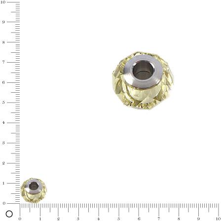 Perle à facettes en verre façon Pandora pour bracelet/collier maille serpent Ø 13 mm - Jaune pastel