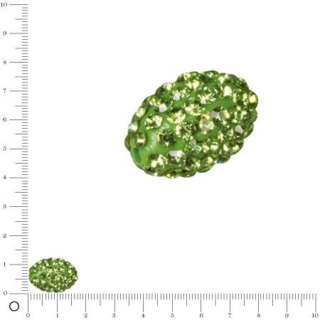 Perle Shamballa -Ovale - 1,6 x 1,1 cm - Vert mai