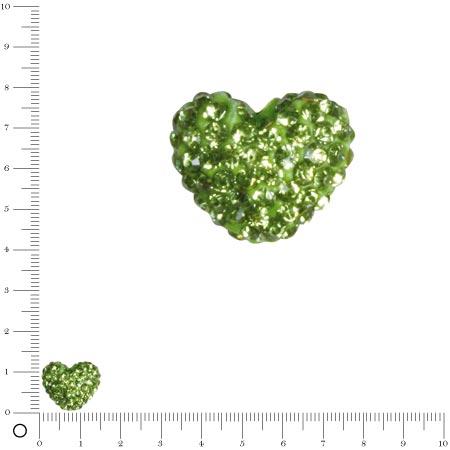 Perle Shamballa - Cœur - 1,6 x 1,2 cm - Vert mai
