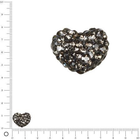 Perle Shamballa - Cœur - 1,6 x 1,2 cm - Gris anthracite
