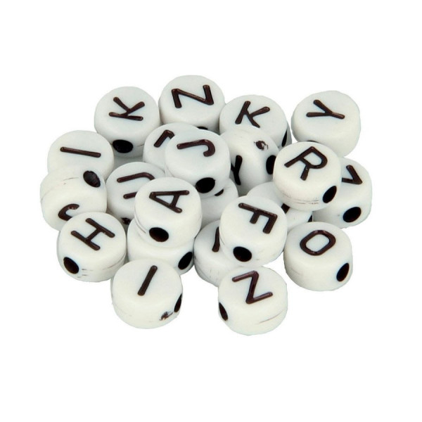 Perles alphabet - Noir et blanc - 7 mm - 300 pcs