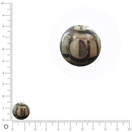 Perle ronde recouverte de papier Ø 20 mm - Chiffres lettres