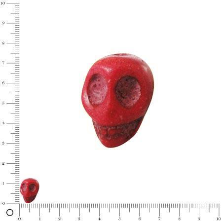 Perle fantaisie tête de mort Ø 13 mm - Rouge
