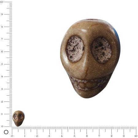 Perle fantaisie tête de mort Ø 14 mm - Taupe