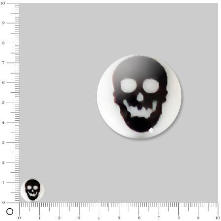 Perle plate Ø 12 mm - Tête de mort noire