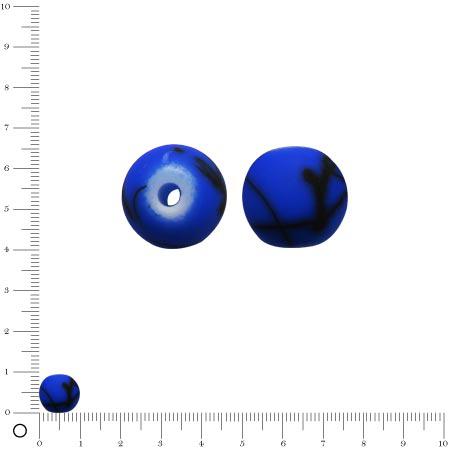 Perle ronde en acrylique peint - Ø 10 mm env. - Bleu foncé Tachetée