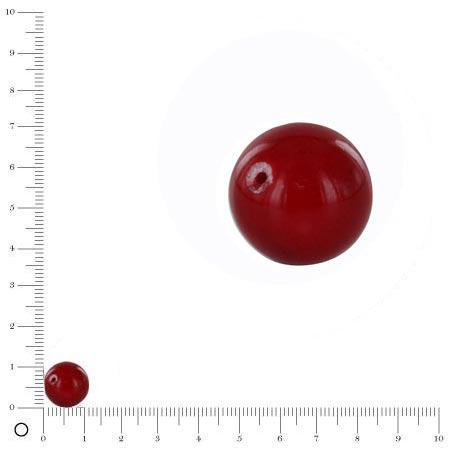 Perle ronde rouge en quartz teinté - Ø 12 mm