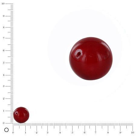 Perle ronde rouge en quartz teinté - Ø 14 mm